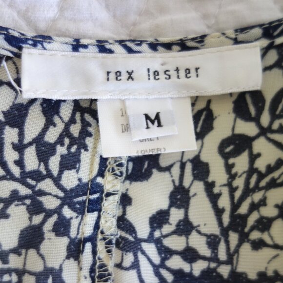 REX LESTER Sleeveless Navy Off-White Leaf Print Sleeve Button Front Maxi Dress – - Picture 6 of 8